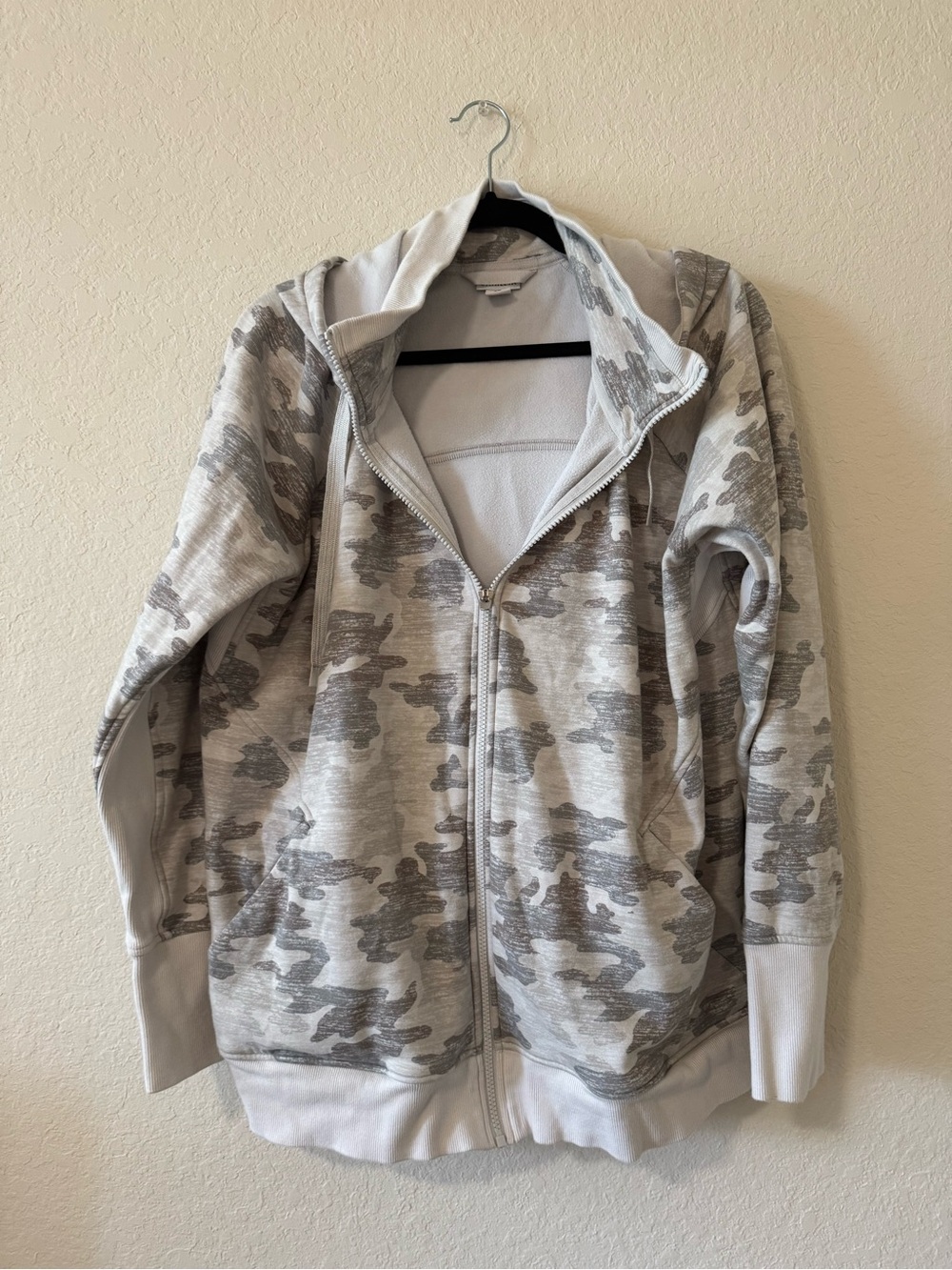 Women’s Athleta Zip-Up Hoodie Sweater Jacket - Light Gray Camo